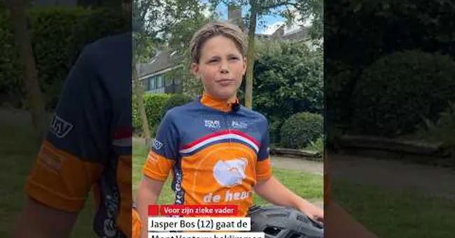 💪🚴‍♂️Jasper Bos (12) fietst voor zijn vader Frank met ALS de berg op #shorts #tourduals #bunnik