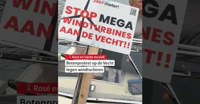 Botenprotest op de Vecht tegen windturbines 'zo hoog als de Eiffeltoren' #shorts #protest #utrecht